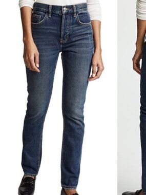 Current/Elliott Stovepipe Jeans Straight Leg High Rise Button Fly Size 27 x 31
